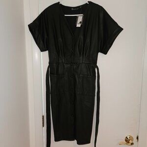 Black faux leather dress